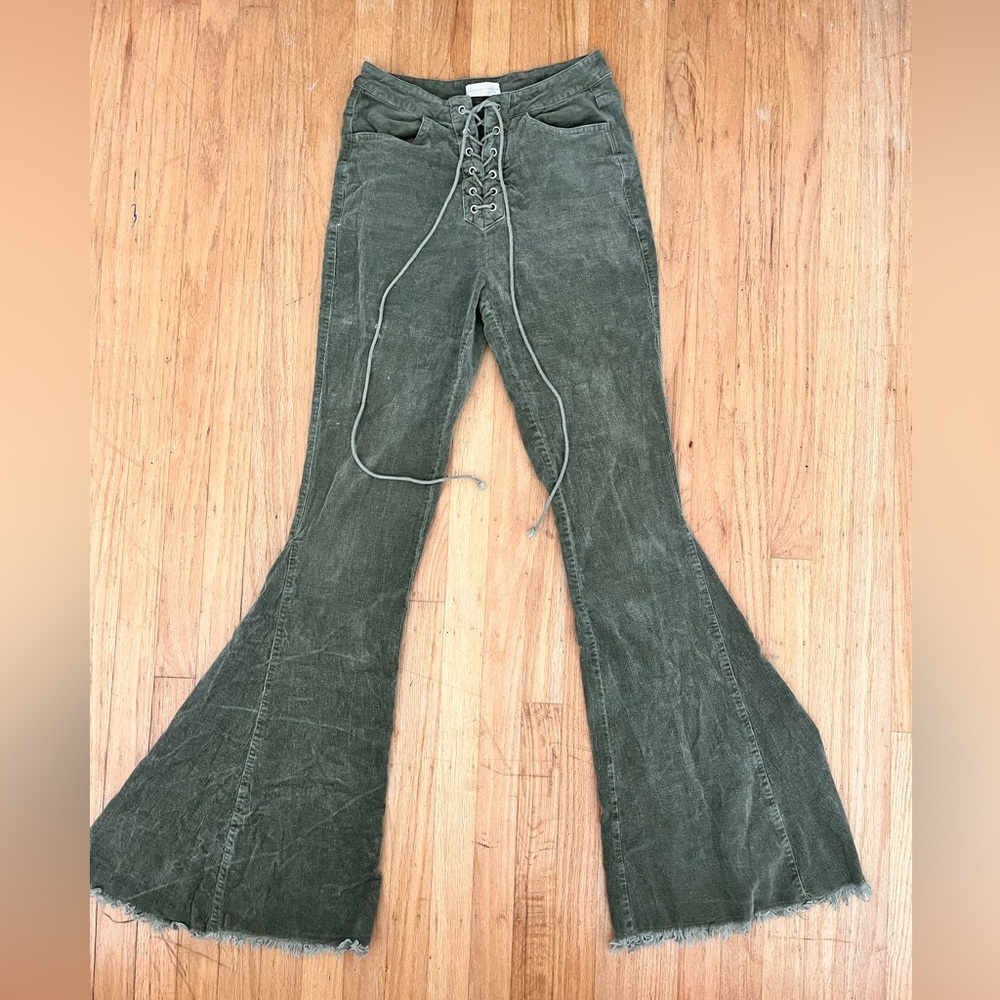 Olive Green Flare Jeans